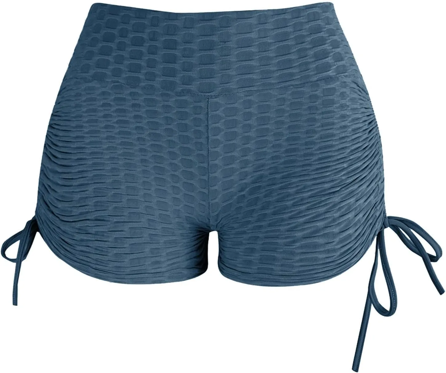 2024 Women's High Waist Yoga Shorts with Side Strappy Tummy Control Running Gym SweatShorts Workout Textured Biker Shorts