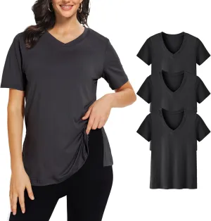 3 Pack V Neck T Shirt for Women Plus Size, Short Sleeve Casual Tops Summer 2025 Basic Tees