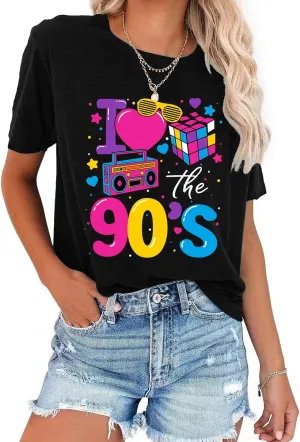 90s Shirt for Women: I Love The 90s Shirt Graphic Vintage Tees 90's Neon Party Outfits Tops