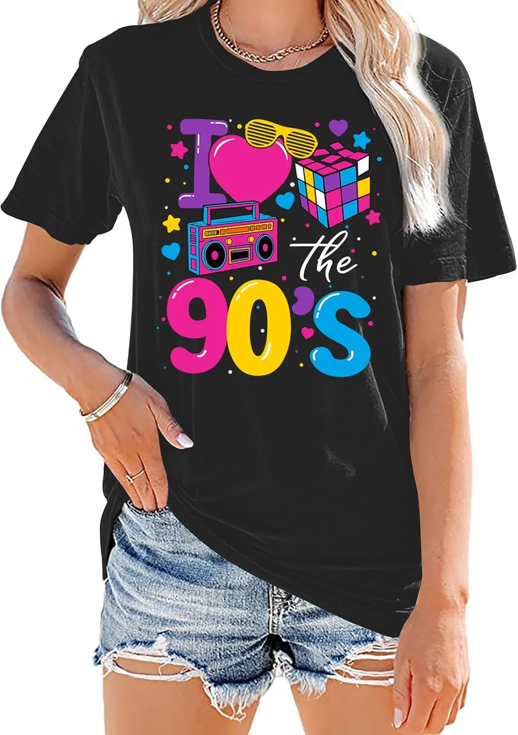 90s Shirt for Women: I Love The 90s Shirt Graphic Vintage Tees 90's Neon Party Outfits Tops
