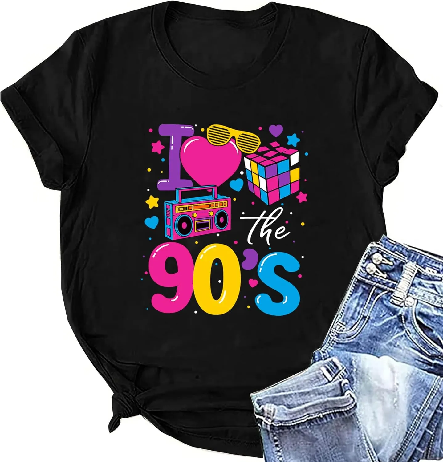 90s Shirt for Women: I Love The 90s Shirt Graphic Vintage Tees 90's Neon Party Outfits Tops