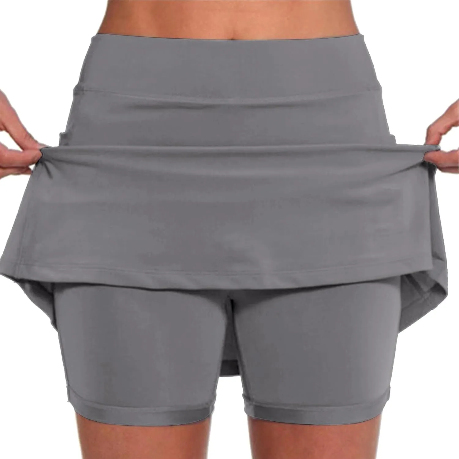 aihihe Skirts for Women Slit Trendy Summer Knee Length Modest Skorts for Women Knee Length Black Mini Skirt Women with Shorts