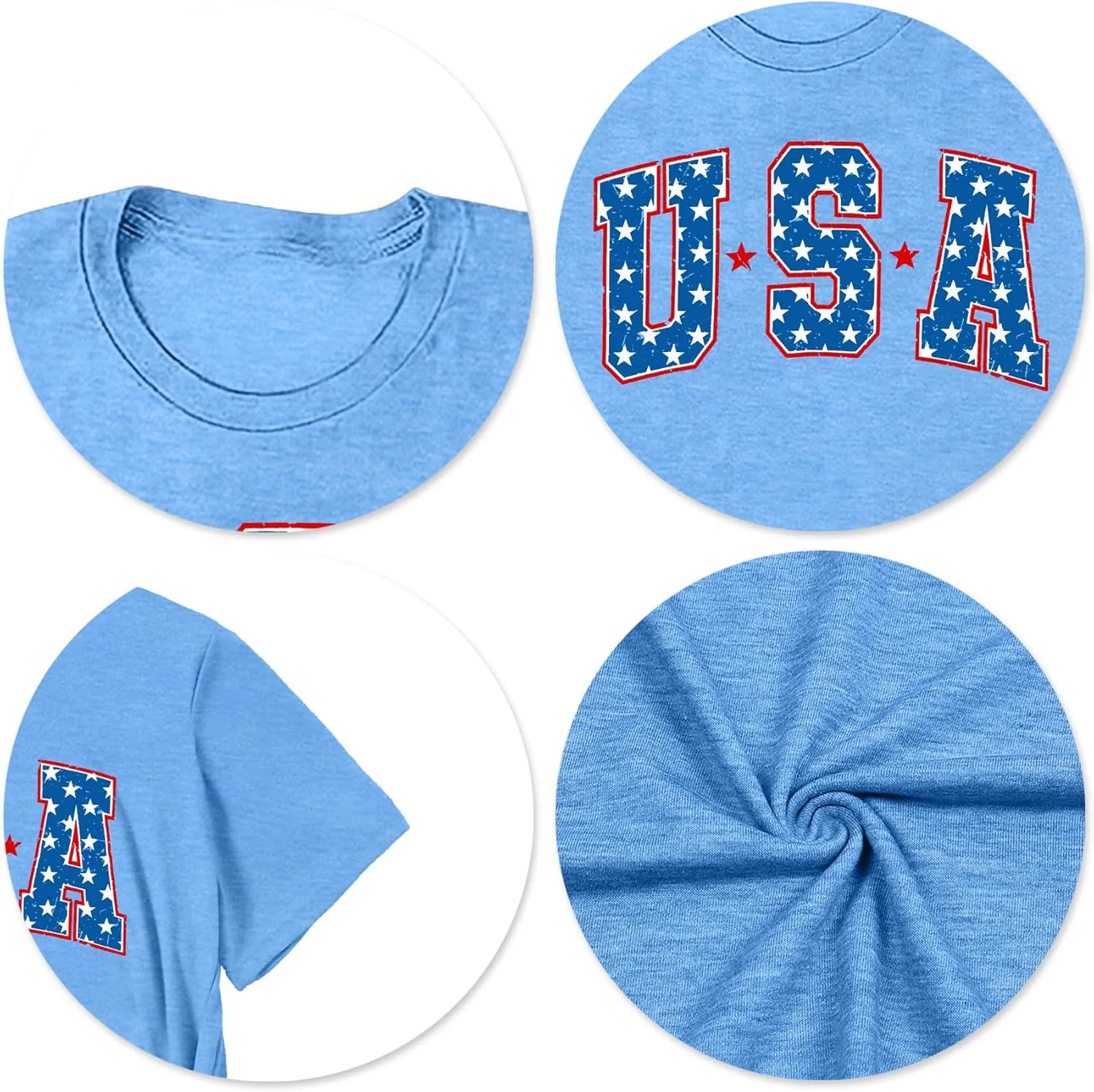 American Flag Shirts for Women: 4th of July T Shirt Funny USA Print Tees Patriotic Casual Short Sleeve Tops