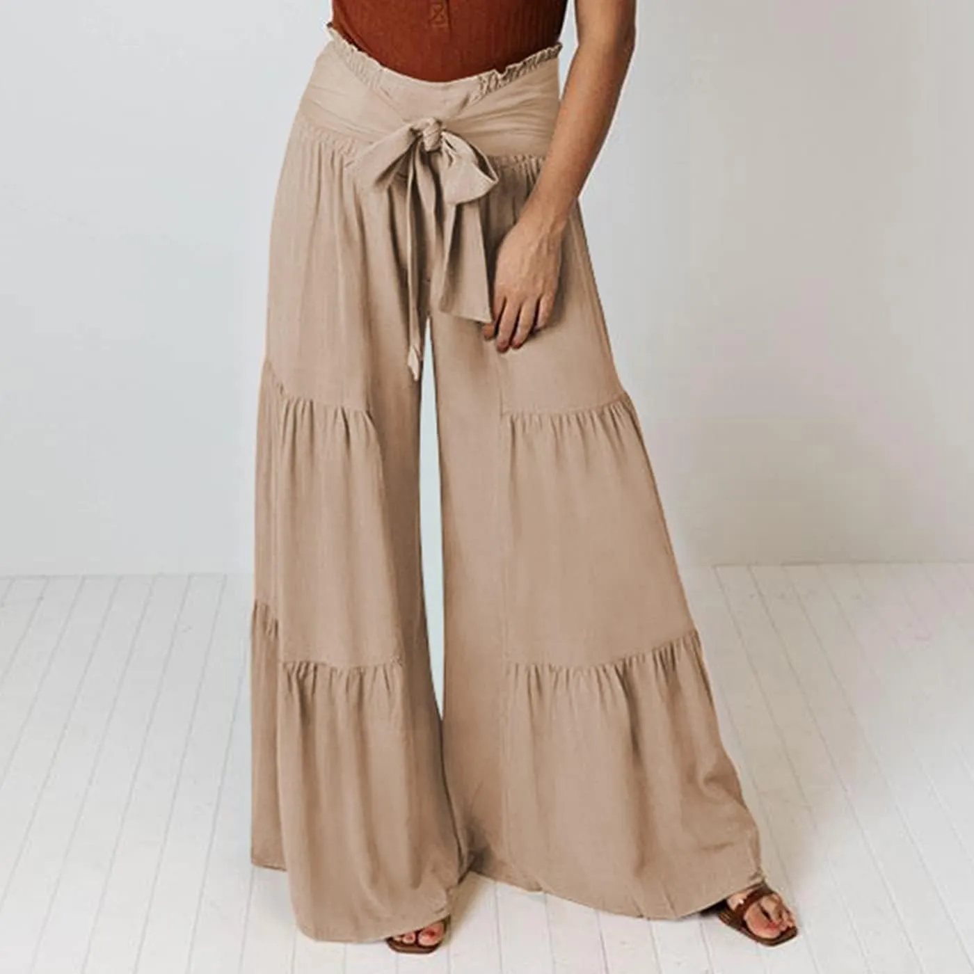 Arssm Women Wide Leg Pants High Waist Dressy Bow Tie Pant Work Business Casual Trousers