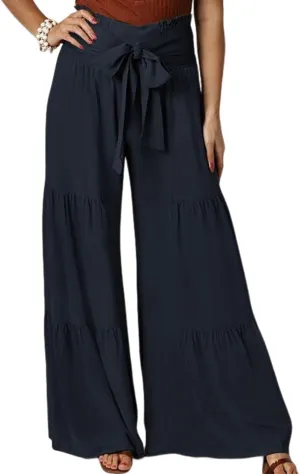 Arssm Women Wide Leg Pants High Waist Dressy Bow Tie Pant Work Business Casual Trousers