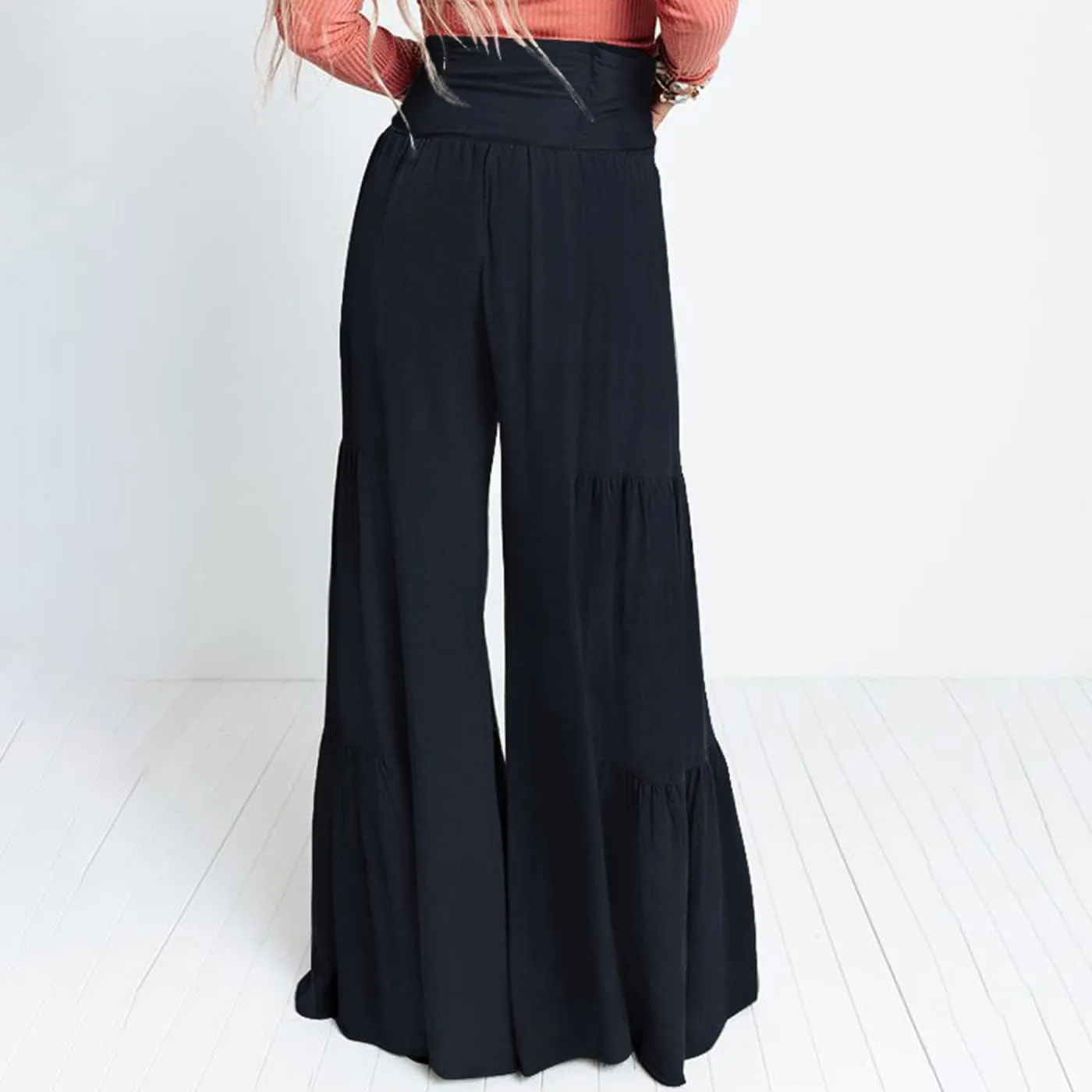 Arssm Women Wide Leg Pants High Waist Dressy Bow Tie Pant Work Business Casual Trousers
