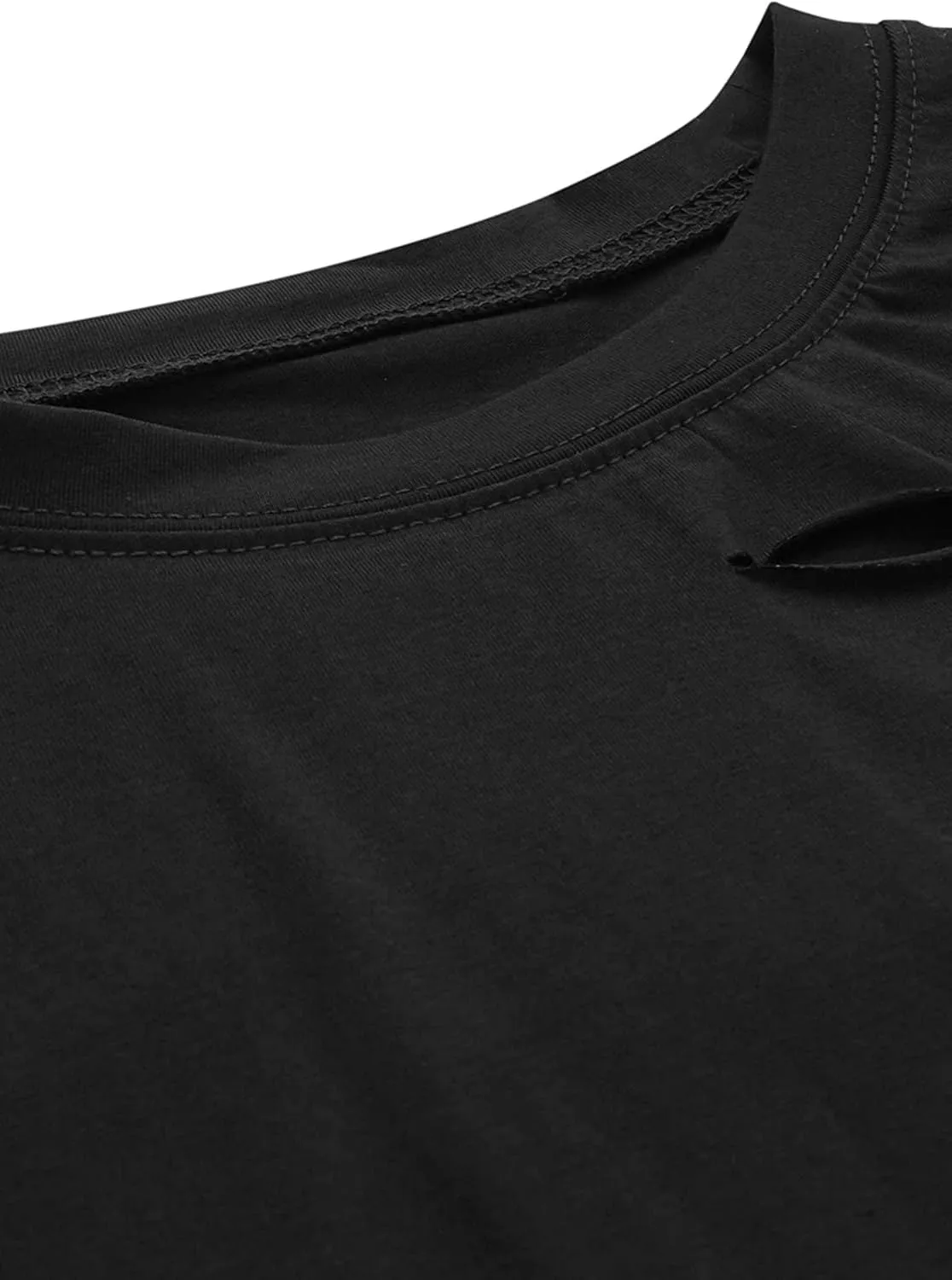 Avanova Women Skull Finger Graphic Distressed Tee Shirt Ripped Short Sleeve Crop Tops