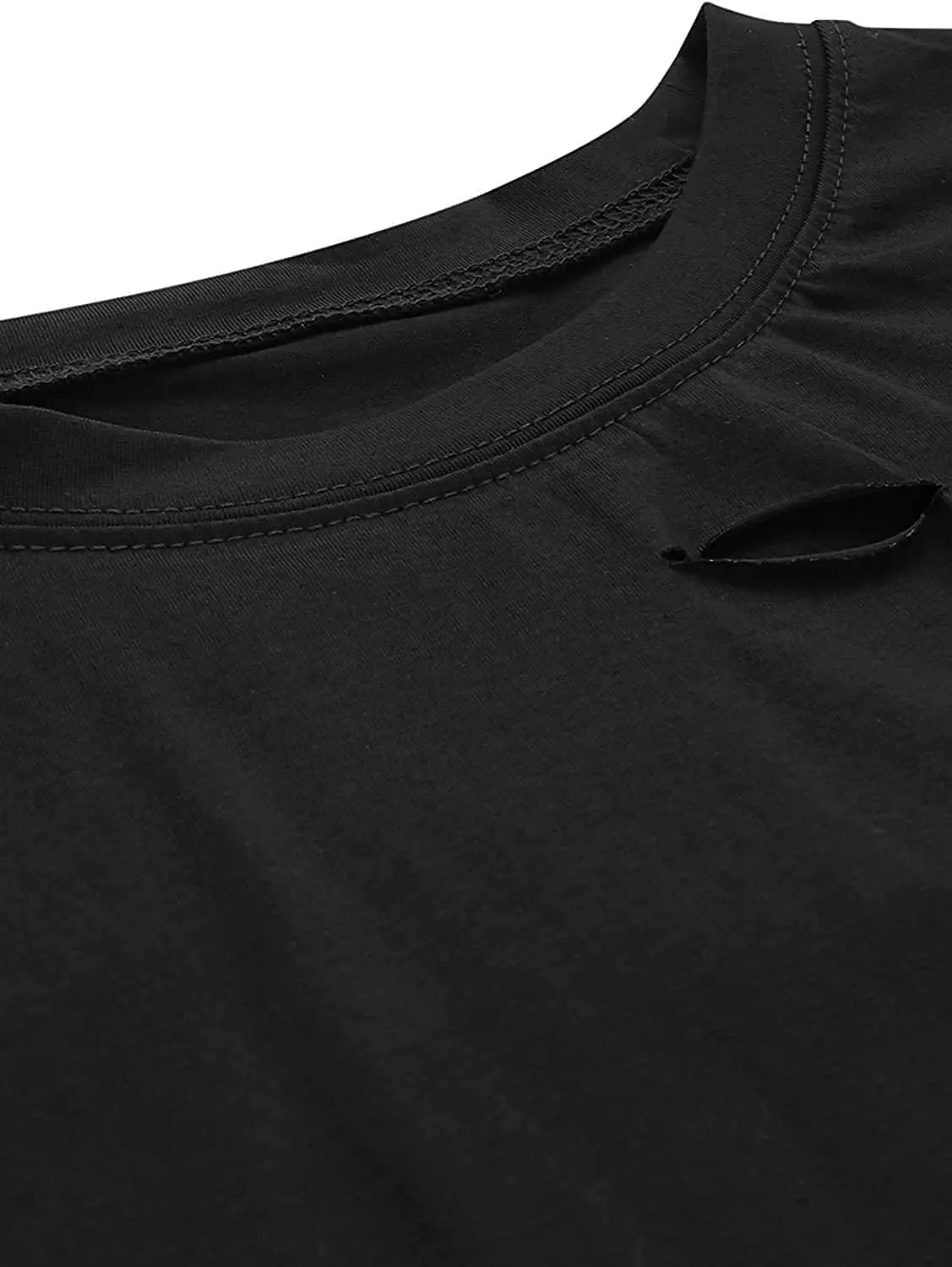 Avanova Women Skull Finger Graphic Distressed Tee Shirt Ripped Short Sleeve Crop Tops