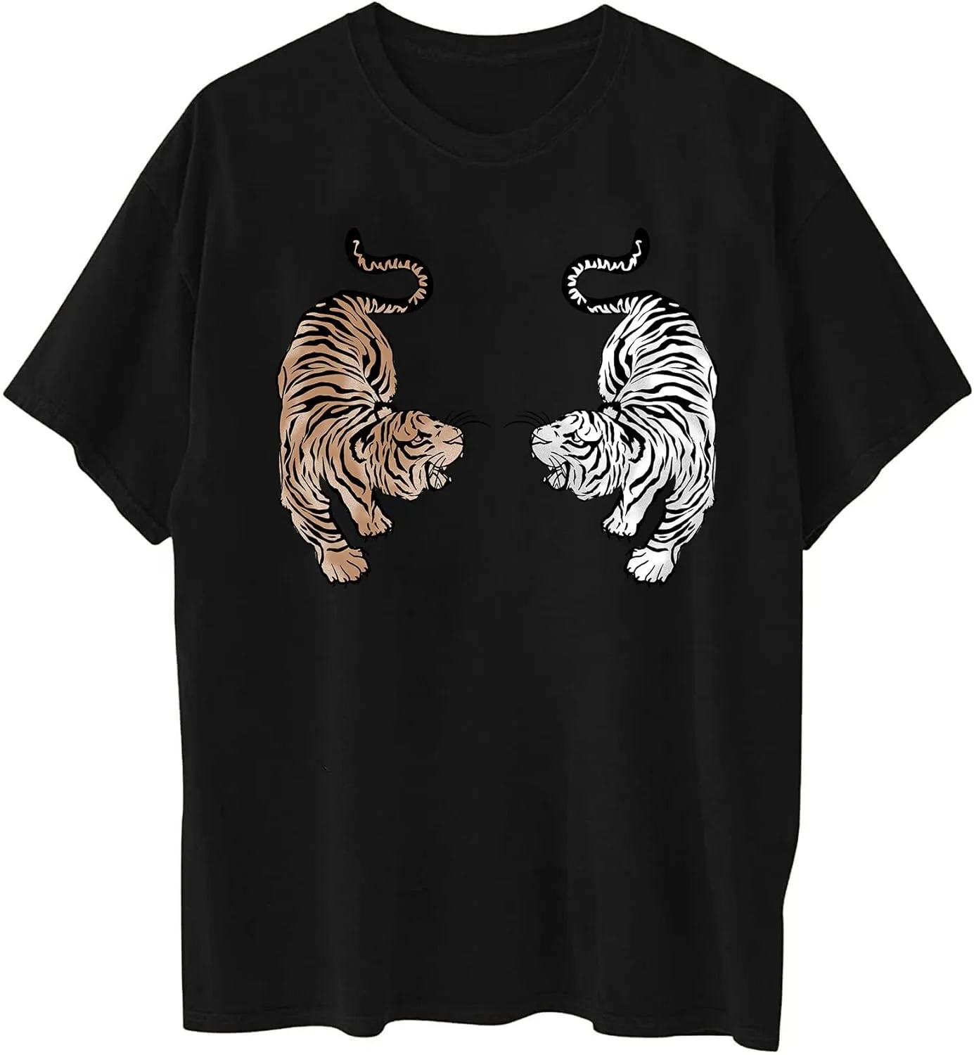 Avanova Women Tigers Graphic Oversized Tee Top Short Sleeve Loose Crewneck Summer T-Shirt