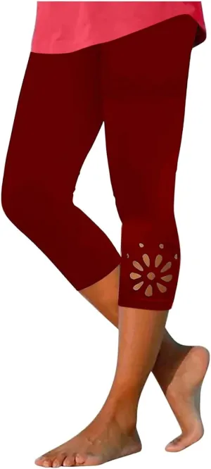 Capri Leggings for Women Tummy Control Knee Length Capri Shorts Dressy 2024 Summer Cropped Pants Casual Comfy Solid Capris