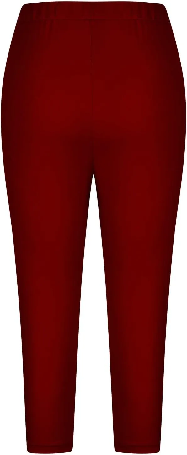 Capri Leggings for Women Tummy Control Knee Length Capri Shorts Dressy 2024 Summer Cropped Pants Casual Comfy Solid Capris