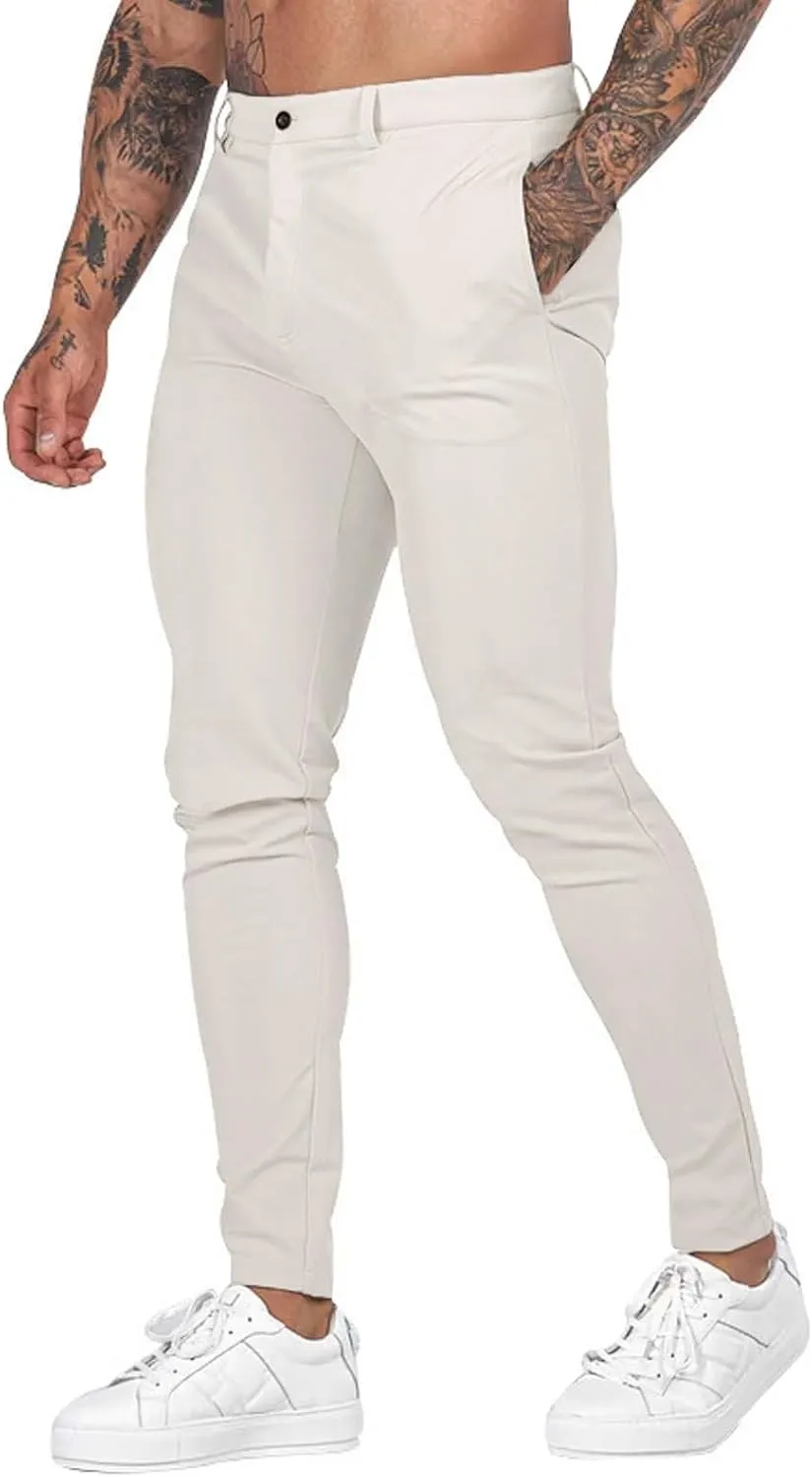 CRNTCEM Skinny Leg Golf Pants for Men Slim Fit Stretch Business Work Trousers Anckle Outdoor Casual Sports Chino Suit Pants