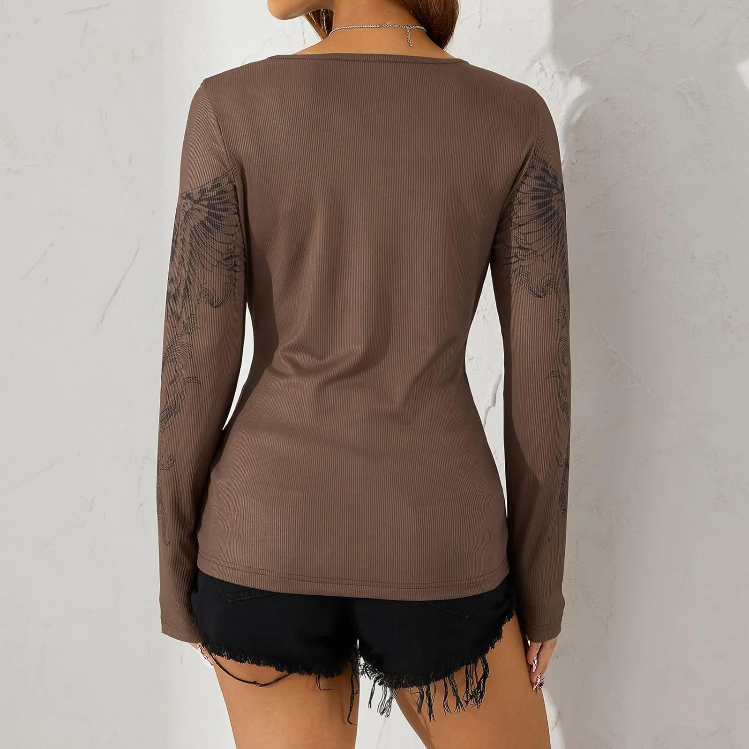 Fairy Grunge Clothes Long Sleeve Graphic Tees for Women Teen Girls Y2k Vintage Goth Top Emo Shirt 90s 2000s Clothing