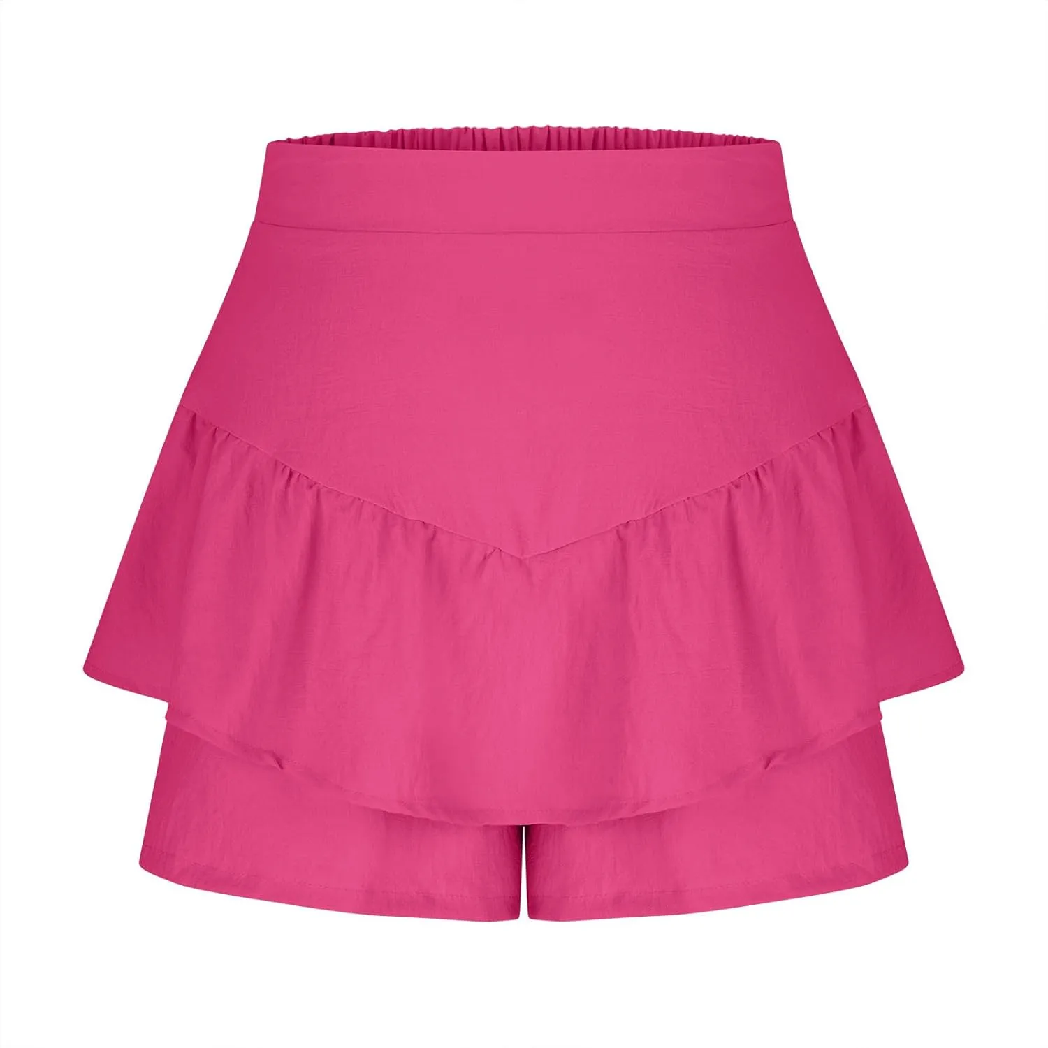 Flowy Shorts for Women Trendy Ruffle Tiered Tummy Control Mini Skirts Dressy Casual Plain High Waisted Pleated Skorts