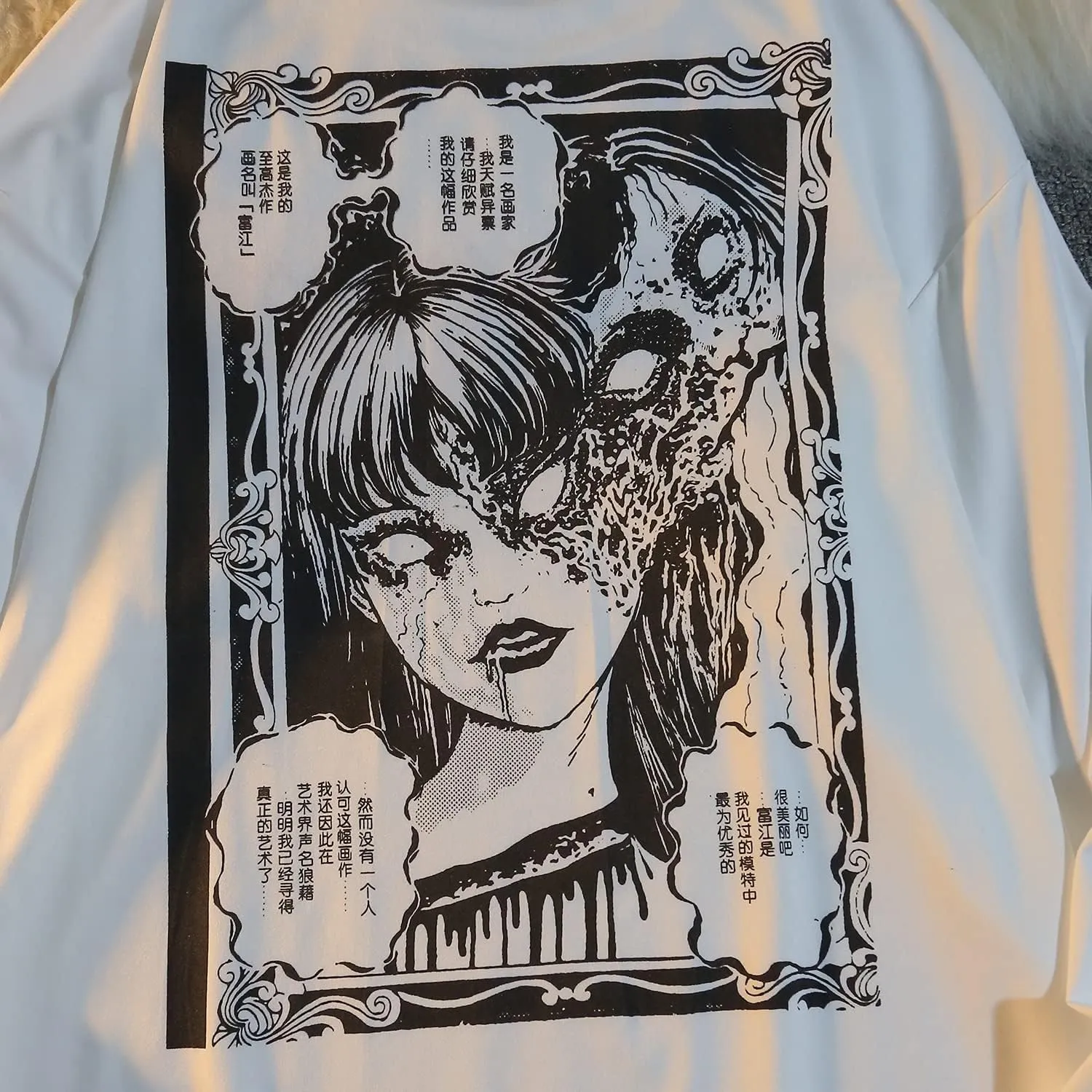 Gothic Cartoon Horror Graphic T-Shirt Women Character Print Loose Punk Japanese Pullover Top Harajuku Street Tees 