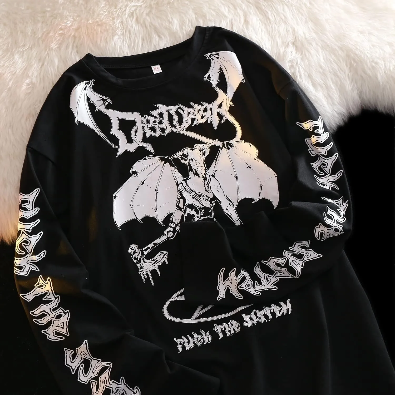 Gothic Cartoon Horror Graphic T-Shirt Women Character Print Loose Punk Japanese Pullover Top Harajuku Street Tees 