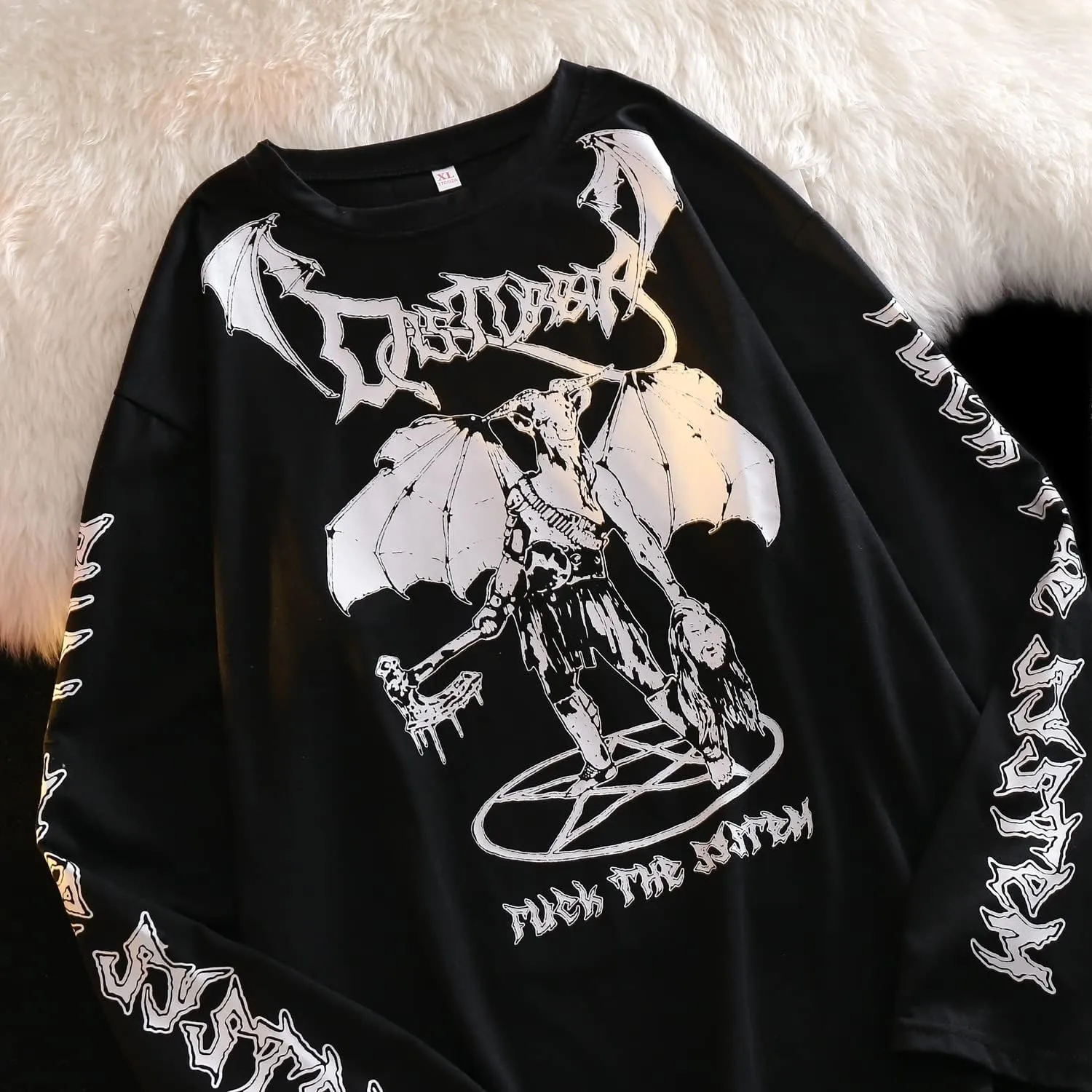 Gothic Cartoon Horror Graphic T-Shirt Women Character Print Loose Punk Japanese Pullover Top Harajuku Street Tees 