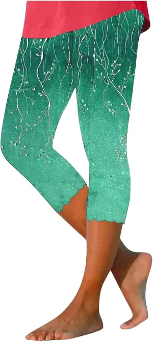 High Waisted Leggings for Women Summer Trendy Print Cropped Pants 2025 Casual Slim Fit Yoga Pants Home Lounge Bottoms