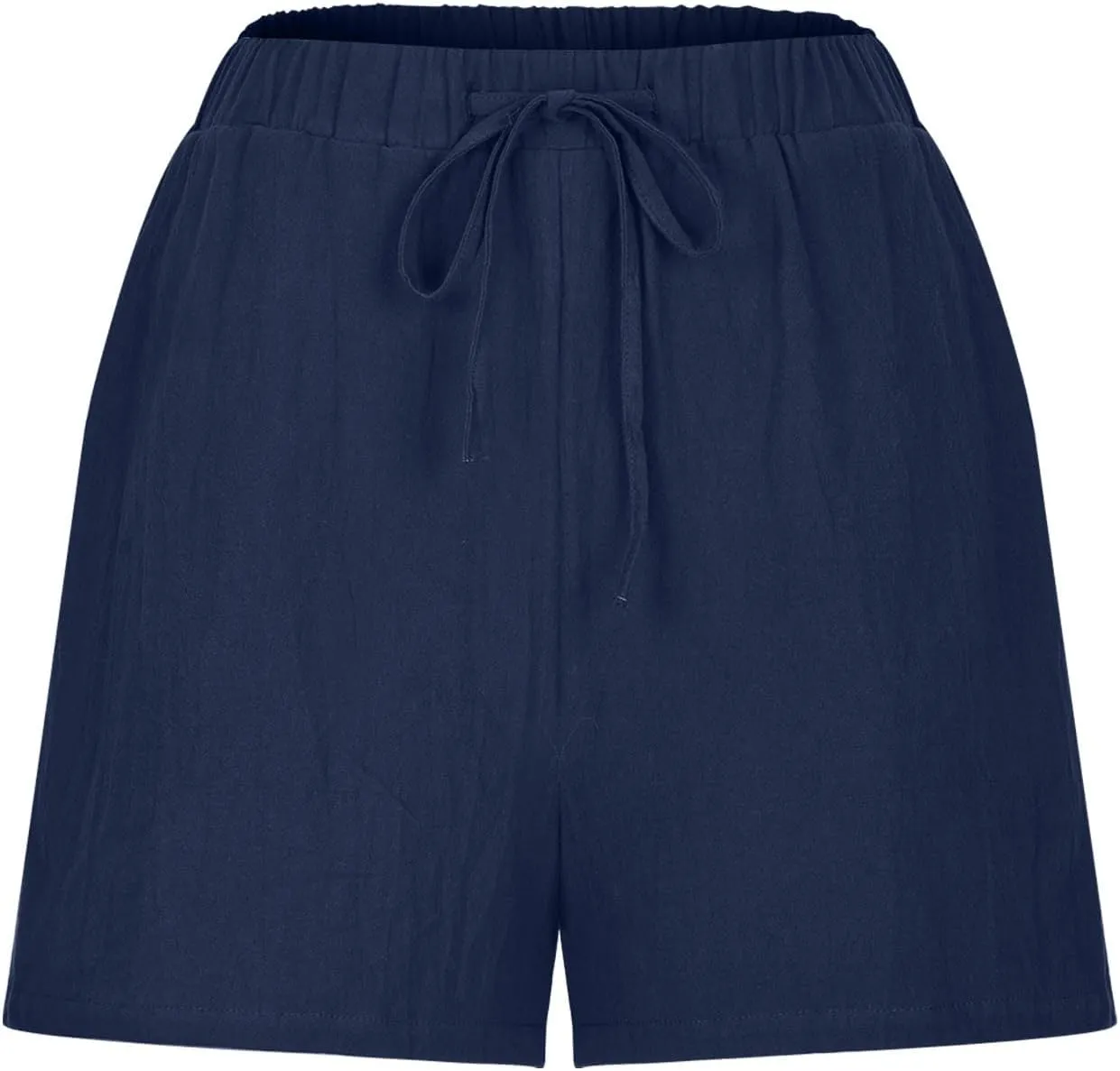 Linen Shorts for Women Summer Elastic High Waist Pant Beach Lounge Short Pants Vacation Outfits with Pockets