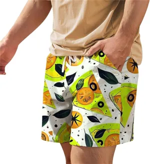Men Bathing Suit Printed Beach Short Casual Loose Fashion Shorts Loose Tether Pocket Men's Casual Stretch Cargo