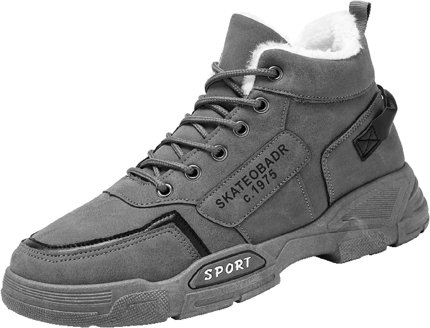 Men Work Boots Non Steel Toe Hiking Sneakers with Warm Fur Lining Women's Working Shoes Wide Width Mid Waterproof Outdoor Botas Lightweight Hike Grounded Footwear