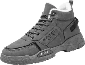Men Work Boots Non Steel Toe Hiking Sneakers with Warm Fur Lining Women's Working Shoes Wide Width Mid Waterproof Outdoor Botas Lightweight Hike Grounded Footwear