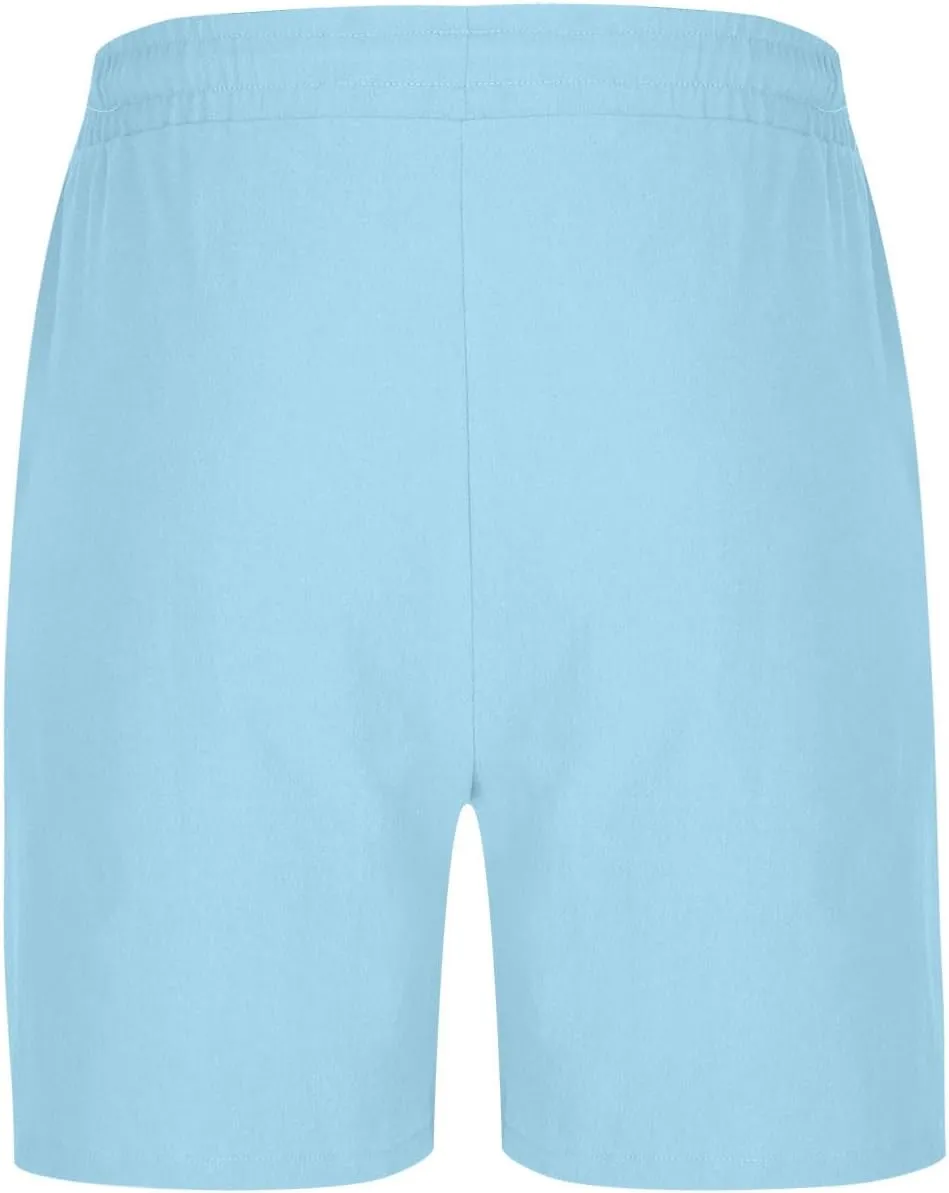 Mens Drawstring Shorts Casual Summer Big and Tall Elastic Waist Loose Fit Lightweight Lounge Beach Shorts with Pocket