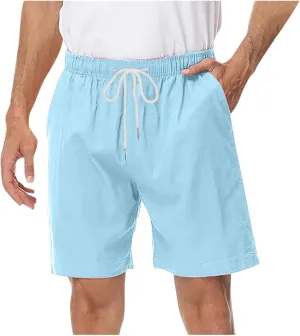 Mens Drawstring Shorts Casual Summer Big and Tall Elastic Waist Loose Fit Lightweight Lounge Beach Shorts with Pocket