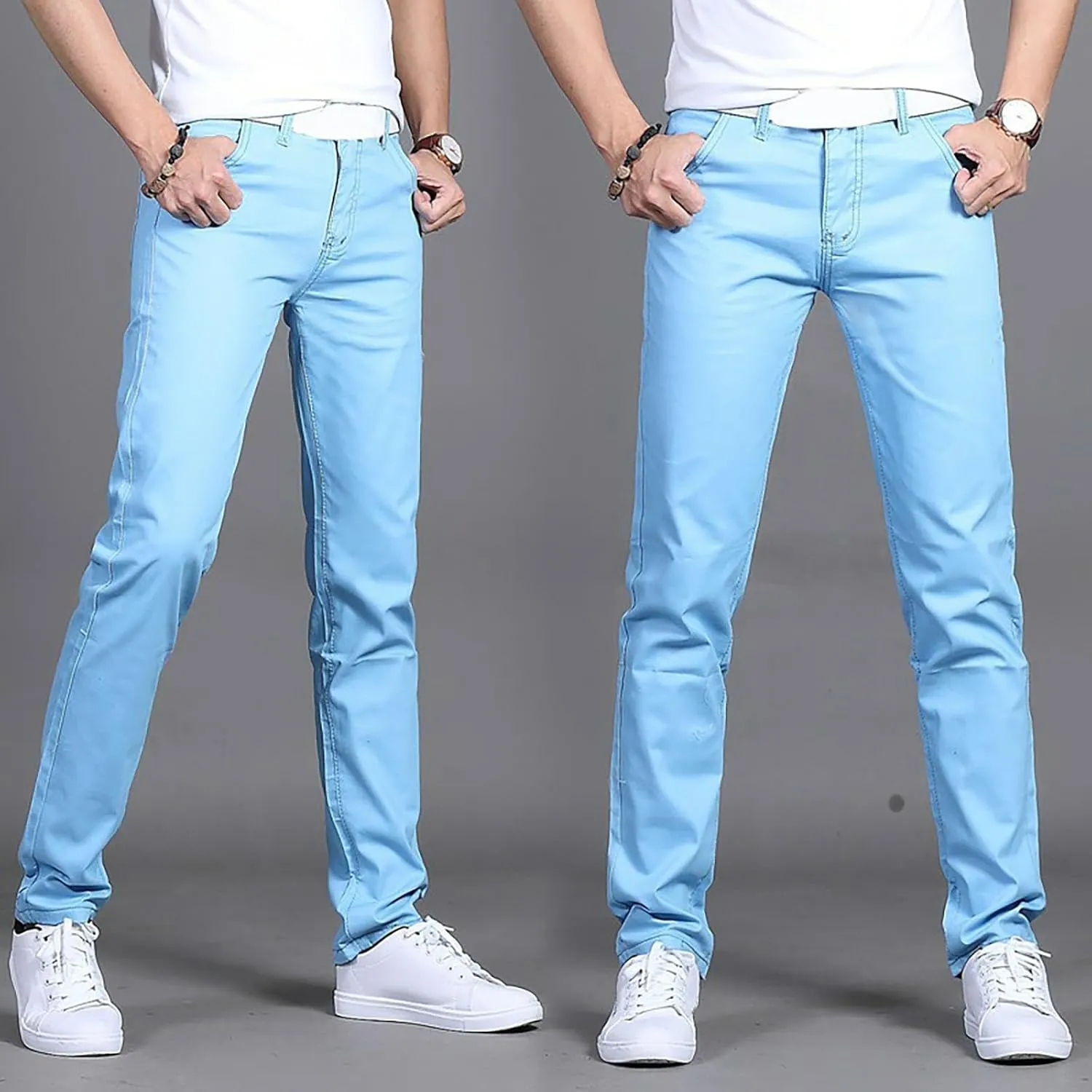 Mens Dress Slacks Plain Straight Leg Casual Pants Outdoor Trendy Open Bottom Summer Fashion Trousers with Pockets