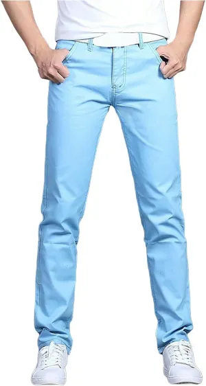 Mens Dress Slacks Plain Straight Leg Casual Pants Outdoor Trendy Open Bottom Summer Fashion Trousers with Pockets