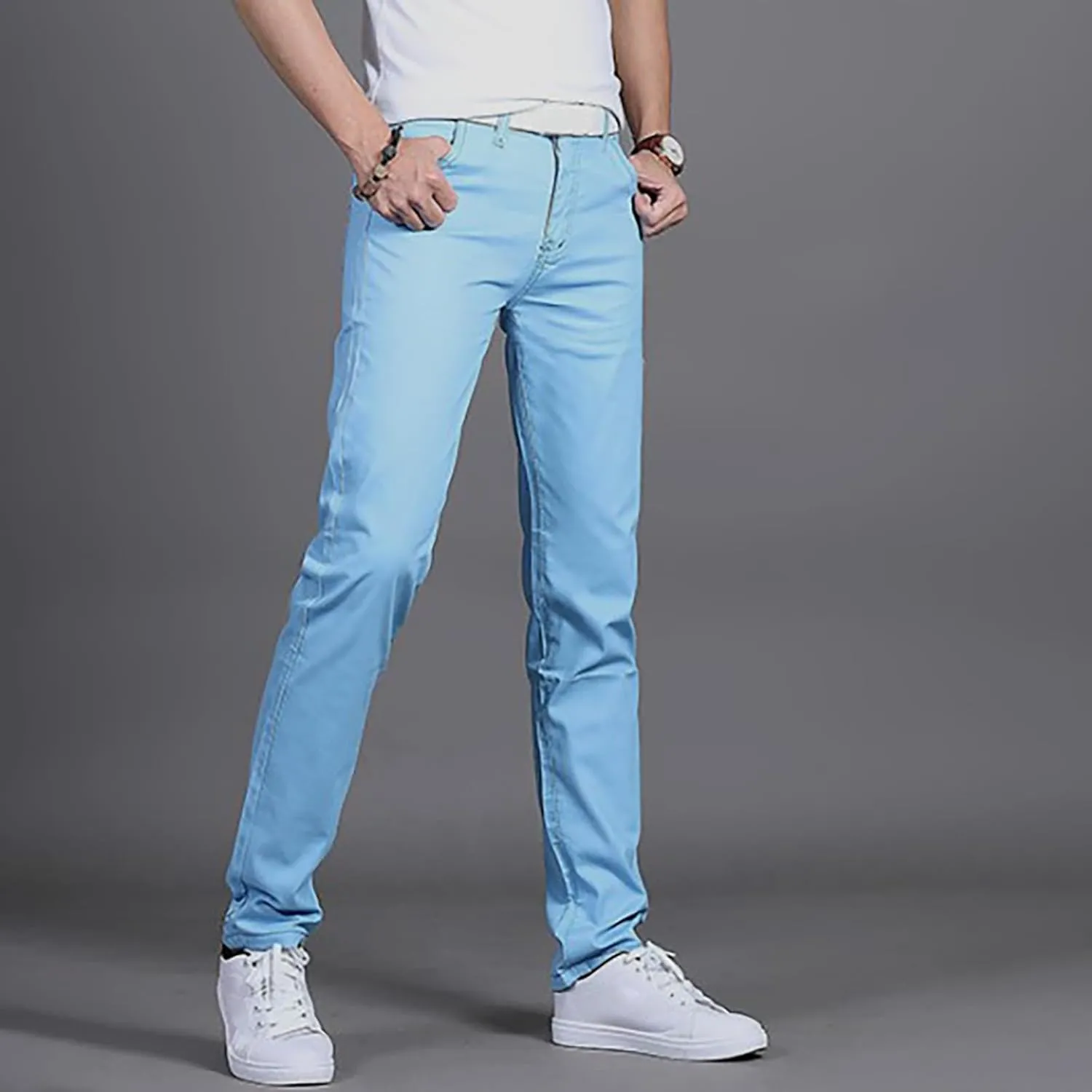 Mens Dress Slacks Plain Straight Leg Casual Pants Outdoor Trendy Open Bottom Summer Fashion Trousers with Pockets