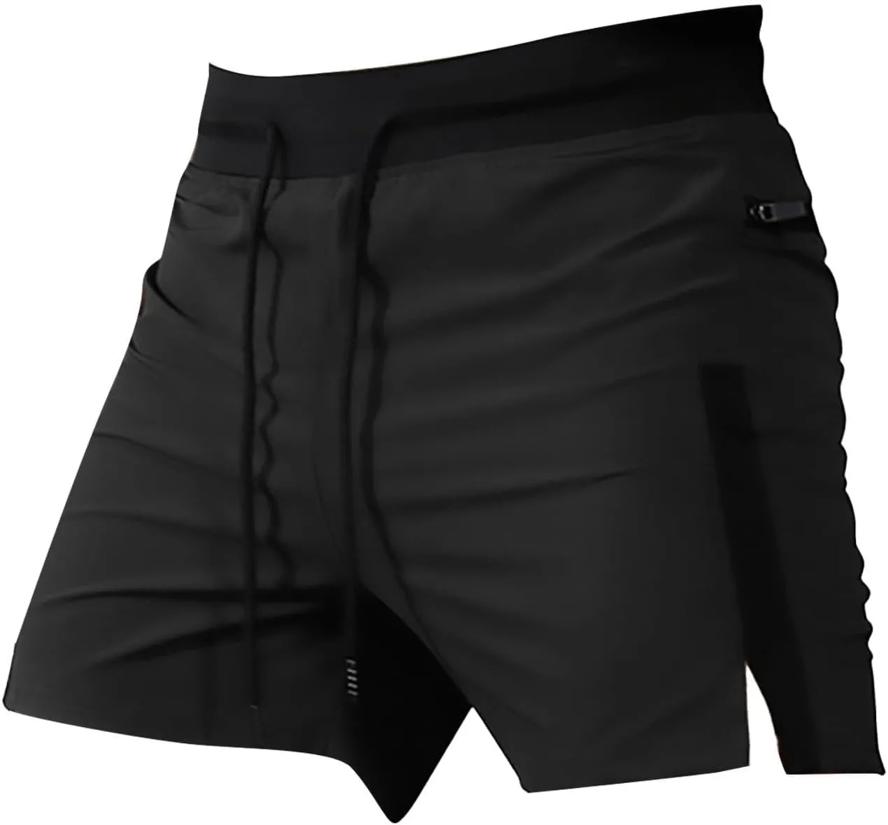 Mens Lightweight Elastic Waist Cargo Shorts Slim Fit, Zipper Pockets, Activewear for Men's Fitness and Bodybuilding