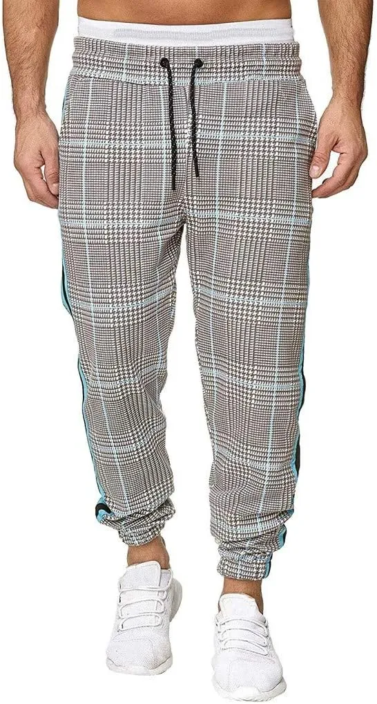 Mens Slim Fit Jogger Pants Tapered Workout Running Track Pants Drawstring Striped Chinos Comfort Flat Front Golf Work Trousers Athletic Sweatpants for Jogging Hiking Exercise Gym Workout