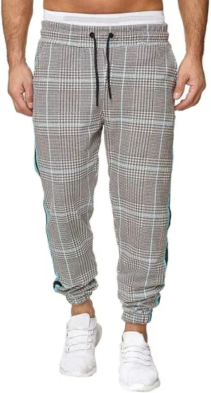 Mens Slim Fit Jogger Pants Tapered Workout Running Track Pants Drawstring Striped Chinos Comfort Flat Front Golf Work Trousers Athletic Sweatpants for Jogging Hiking Exercise Gym Workout