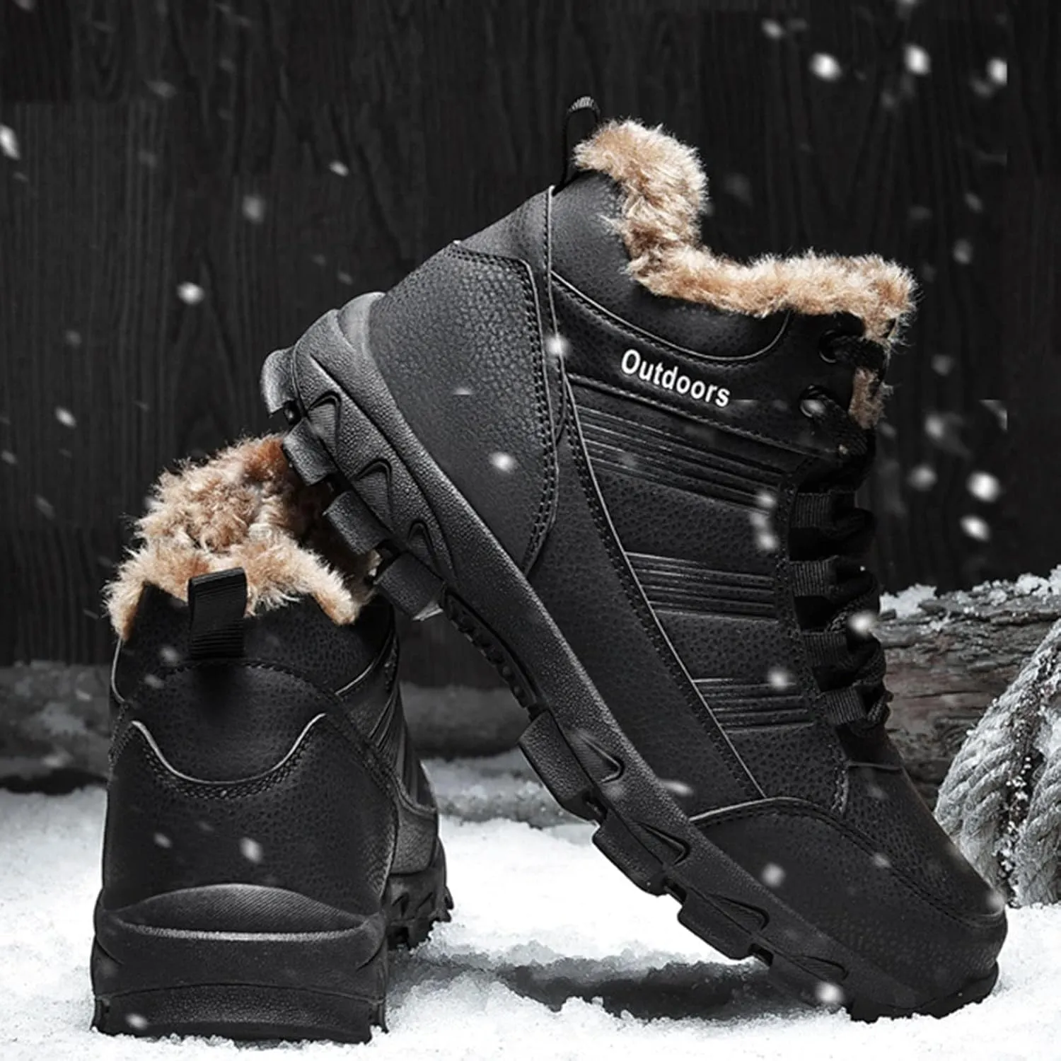 Men's Work Boots Slip On Hiking Sneakers Fur Lined Ankle Boot Women's Safety Shoes Composite Toe Platform Sneakers Indestructible Hike Grounded Footwear