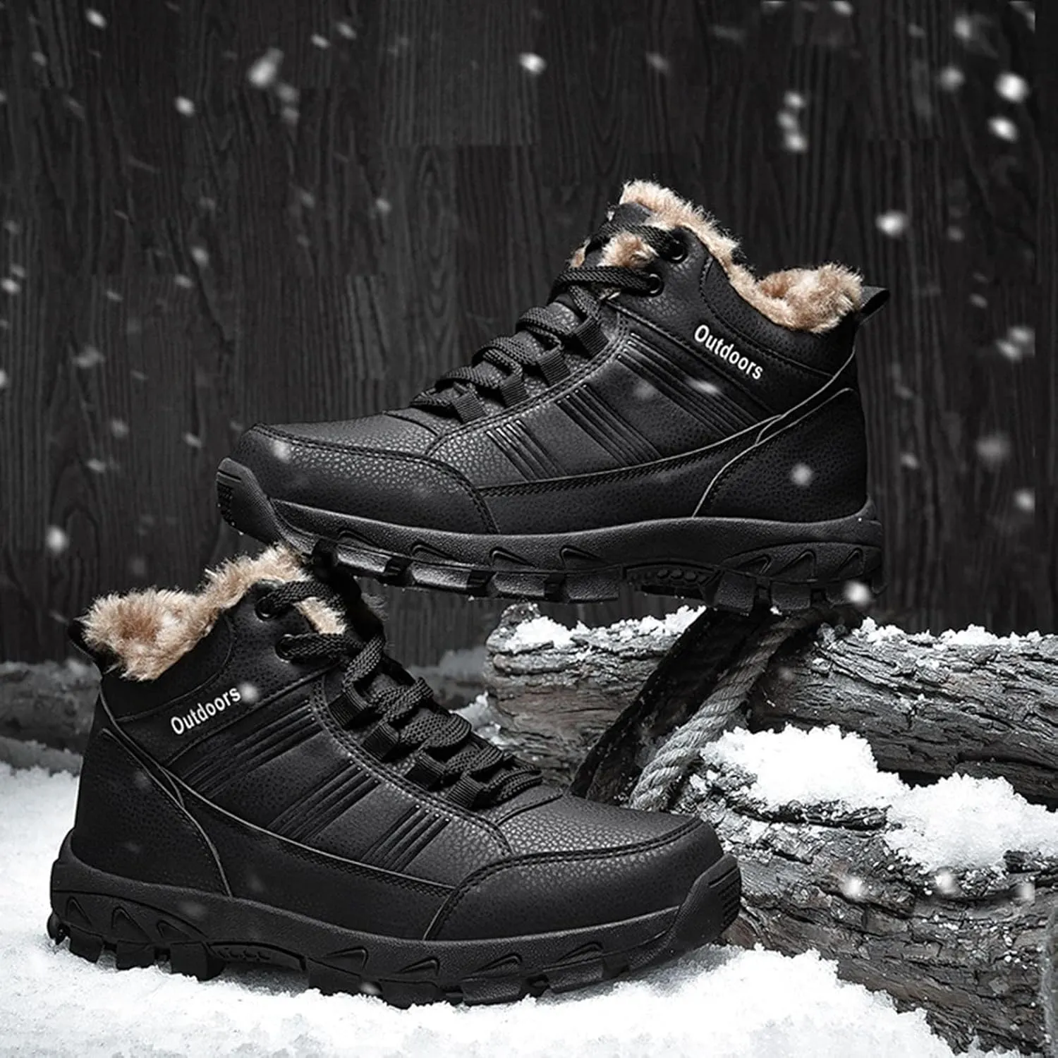 Men's Work Boots Slip On Hiking Sneakers Fur Lined Ankle Boot Women's Safety Shoes Composite Toe Platform Sneakers Indestructible Hike Grounded Footwear