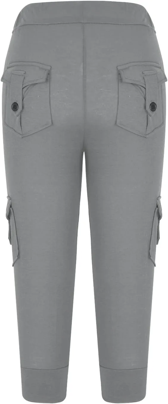 RKSTN Womens Capri Pants for Summer 2025 Casual Lightweight Leggings High Wasit Elastic Pant with Pockets Cropped Trousers
