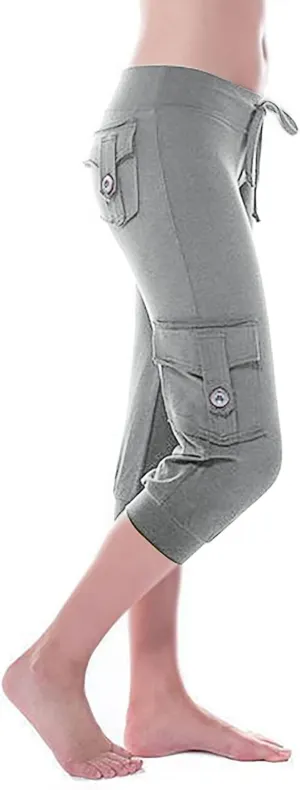 RKSTN Womens Capri Pants for Summer 2025 Casual Lightweight Leggings High Wasit Elastic Pant with Pockets Cropped Trousers