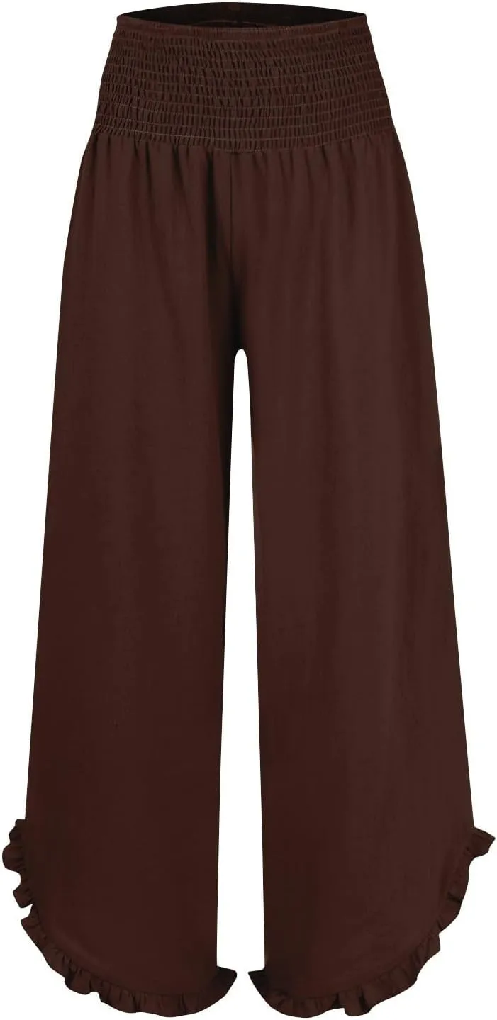Summer Pants for Women 2025 Vacation Elastic High Waisted Tummy Control Beach Linen Pants Breathable Travel Trouser w/Pockets