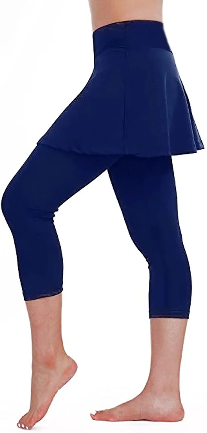 Tennis Skirted Leggings with Pockets for Women Active Skort Athletic Ruffle Pleated Golf Skapri with Skirt 2025