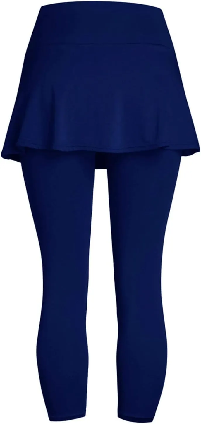 Tennis Skirted Leggings with Pockets for Women Active Skort Athletic Ruffle Pleated Golf Skapri with Skirt 2025