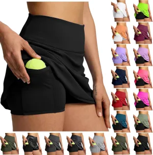 Tennis Skirts for Women High Waisted Athletic Workout Skort Summer Flowy Lightweight Tennis Golf Skirt with Pocketsof The Day #A1Black, XXL