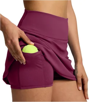 Tennis Skirts for Women with Shorts Underneath High Waisted Workout Athletic Skorts with Pockets Skinny Golf Skirts