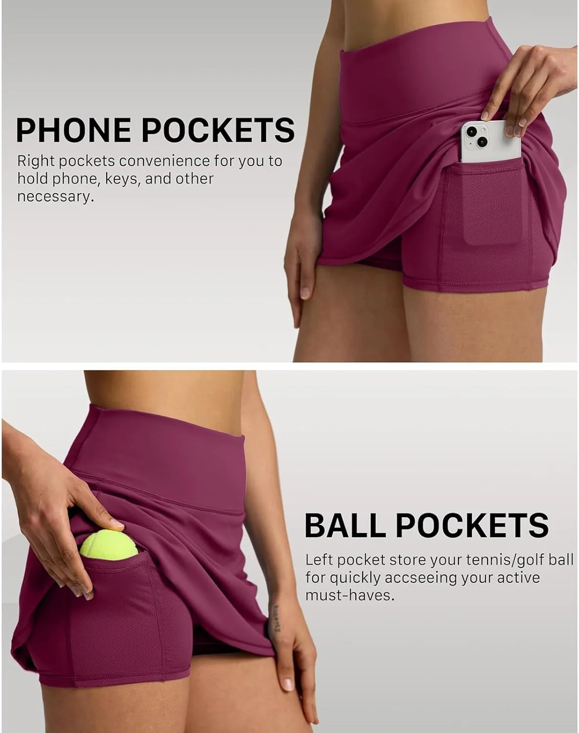 Tennis Skirts for Women with Shorts Underneath High Waisted Workout Athletic Skorts with Pockets Skinny Golf Skirts