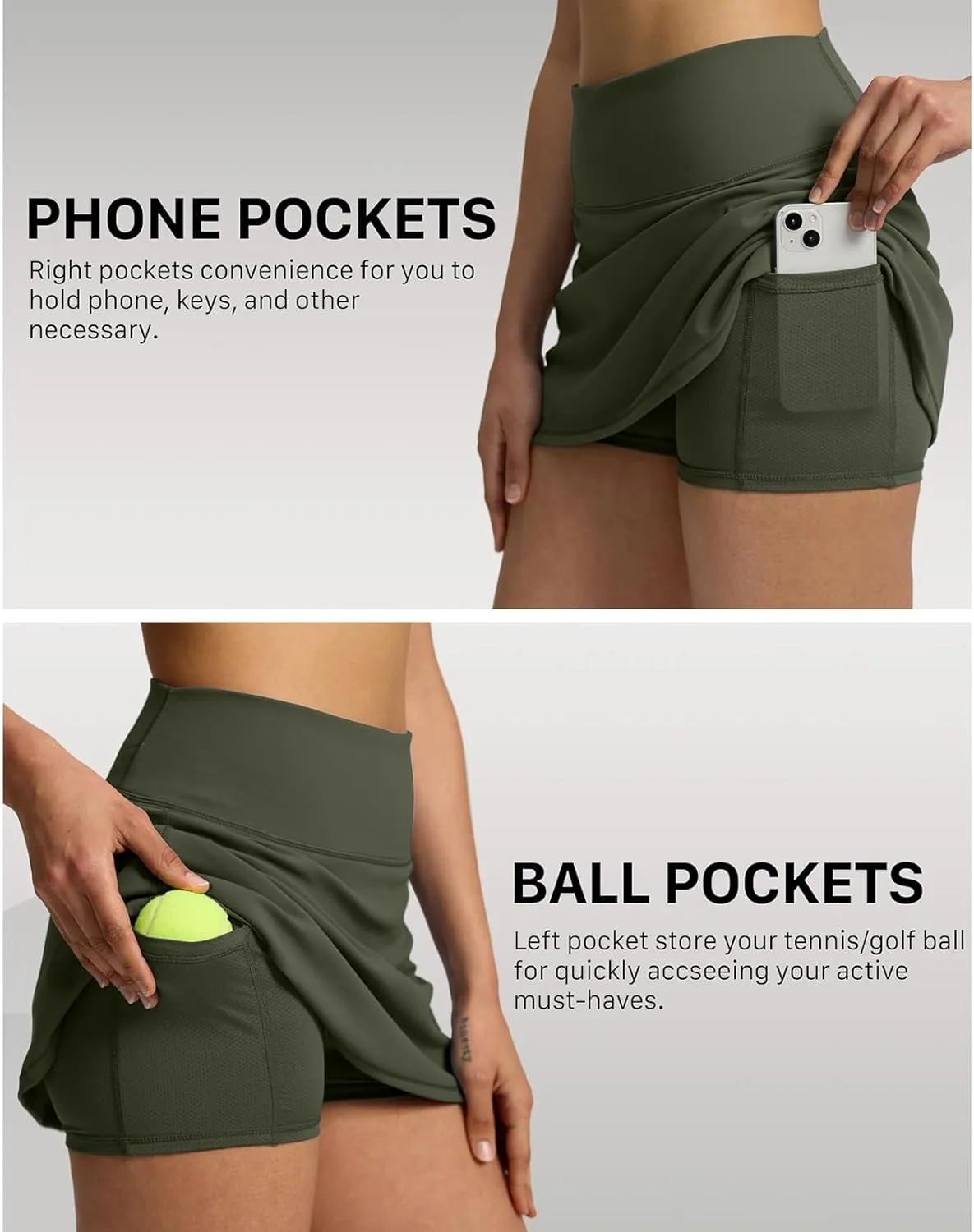 Tennis Skirts for Women with Shorts Underneath High Waisted Workout Athletic Skorts with Pockets Skinny Golf Skirts