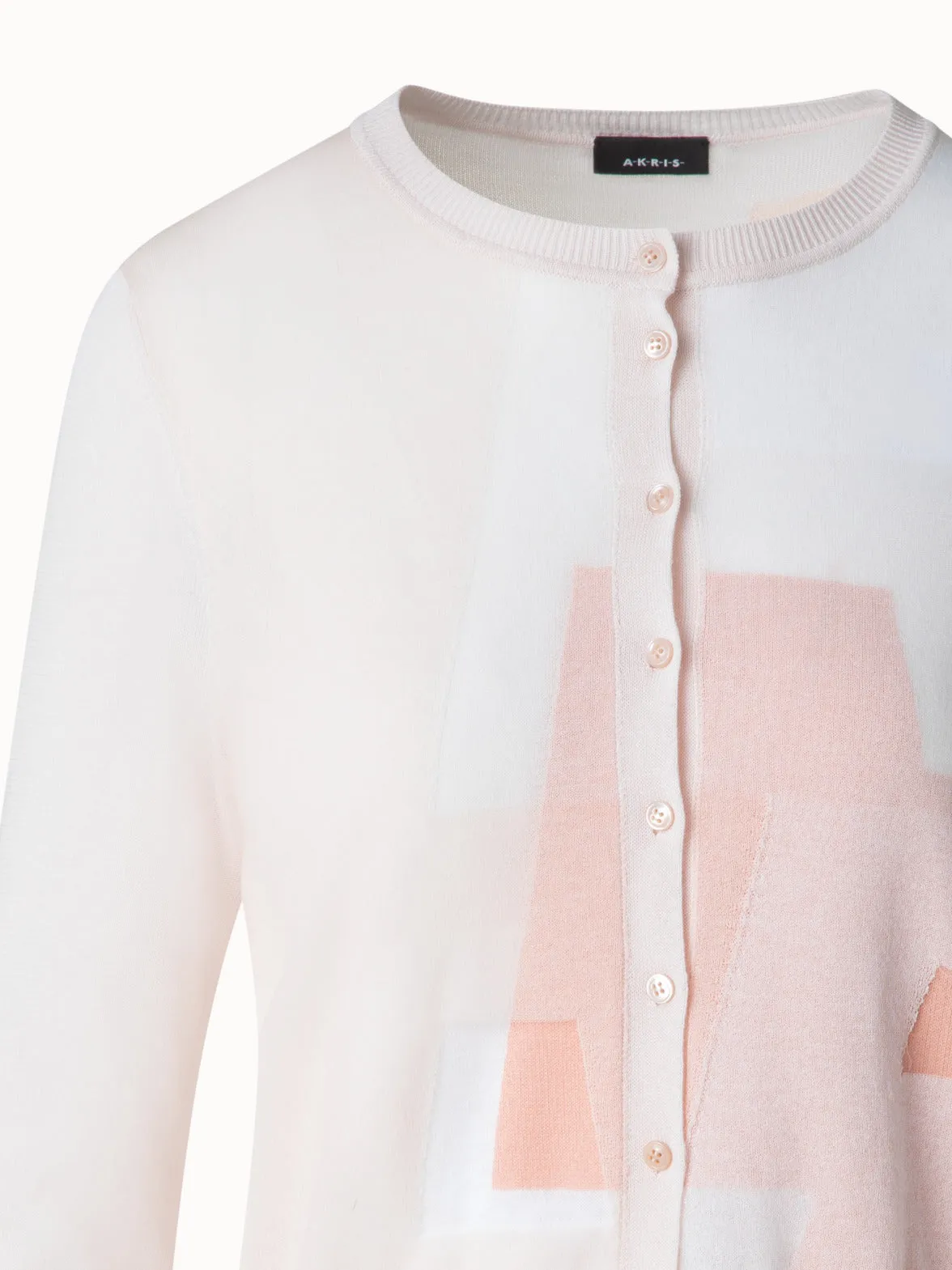 Trapezoid Intarsia Linen Blend Cardigan