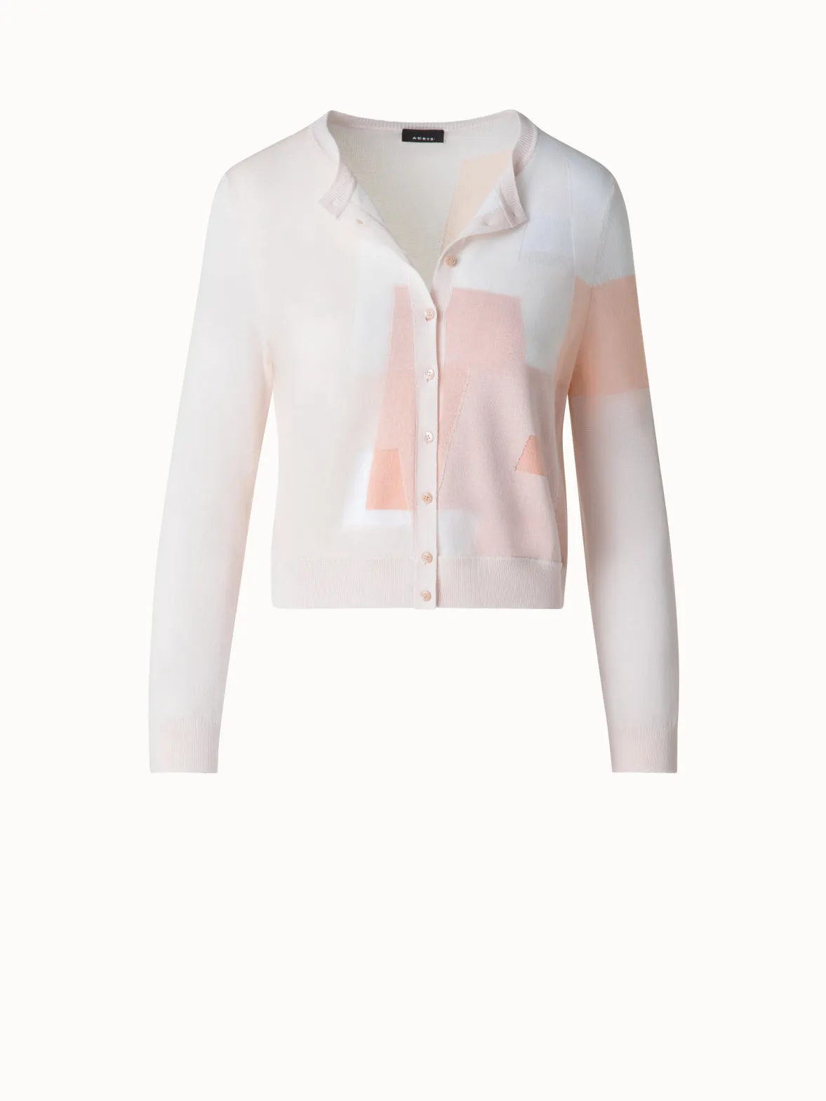 Trapezoid Intarsia Linen Blend Cardigan
