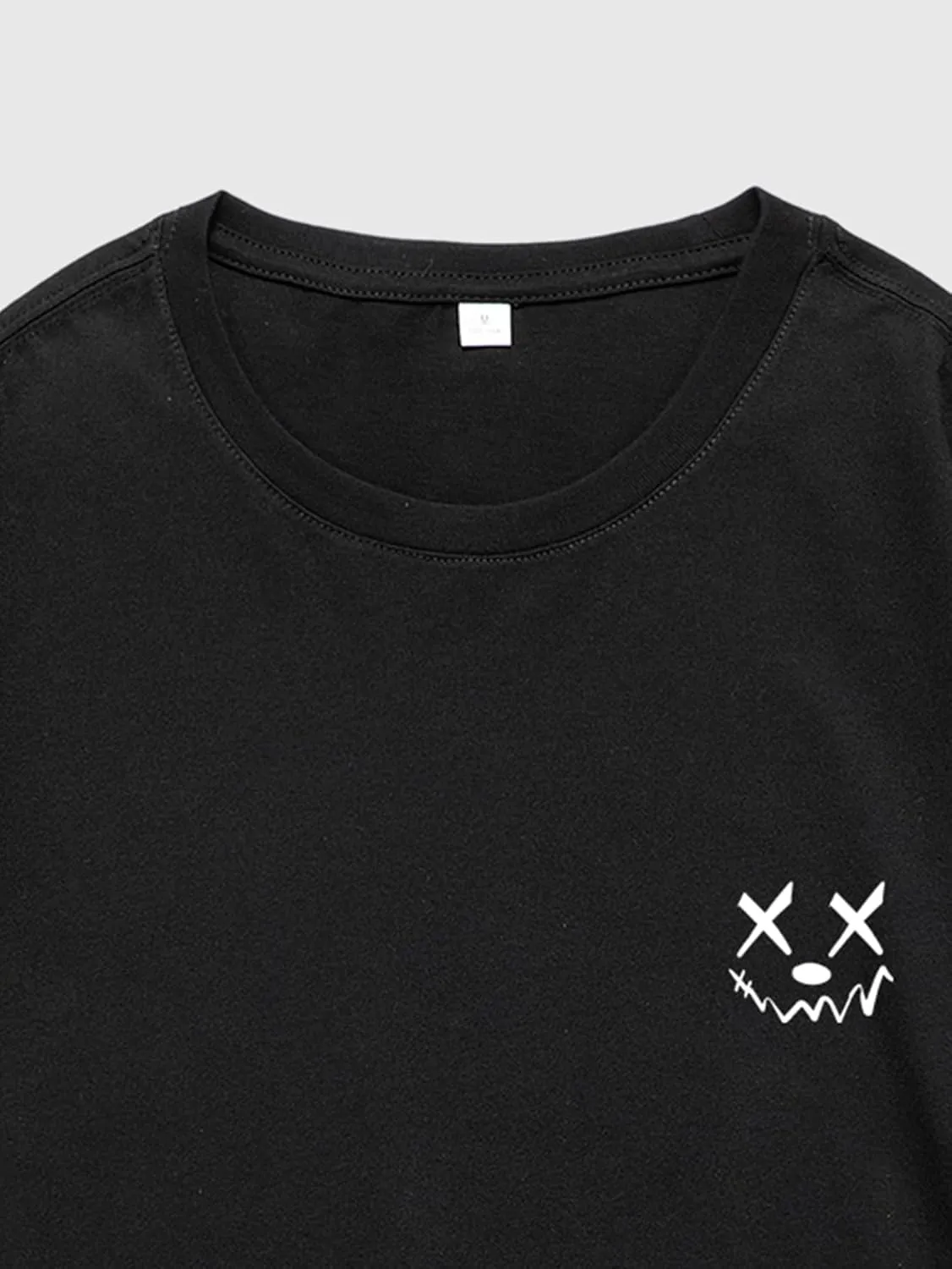 Verdusa Men's Letter Graphic Tees Oversized Cotton T Shirt Drop Shoulder Crew Neck Slogan Tee Top
