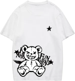 Verdusa Men's Letter Graphic Tees Oversized Cotton T Shirt Drop Shoulder Crew Neck Slogan Tee Top