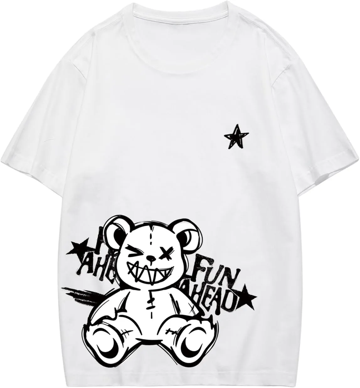 Verdusa Men's Letter Graphic Tees Oversized Cotton T Shirt Drop Shoulder Crew Neck Slogan Tee Top